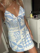 Load image into Gallery viewer, Blue Coastal Tile Tie-Back Mini Dress - Juniper