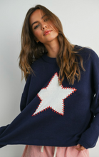 Load image into Gallery viewer, Starlit Nights Knit Sweater – Navy & White - Juniper