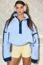 Load image into Gallery viewer, Blue skies half-zip sherpa pullover