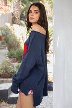 Load image into Gallery viewer, Coastal catch navy lobster oversized sweater