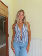 Load image into Gallery viewer, Grey tie in front tank top - top