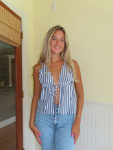 Load image into Gallery viewer, Grey tie in front tank top - top