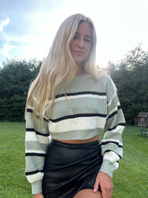 Load image into Gallery viewer, Cropped Knit Black and Green Sweater