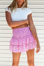 Load image into Gallery viewer, Pink Floral Ruffle Skirt