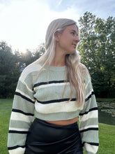 Load image into Gallery viewer, Cropped Knit Black and Green Sweater