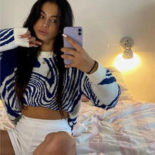 Load image into Gallery viewer, Abstract Blue Oversized Sweater