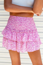 Load image into Gallery viewer, Pink Floral Ruffle Skirt