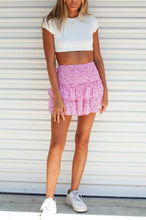 Load image into Gallery viewer, Pink Floral Ruffle Skirt