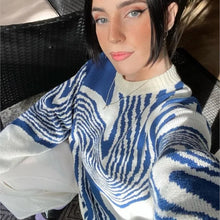 Load image into Gallery viewer, Abstract Blue Oversized Sweater