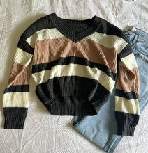 Load image into Gallery viewer, V Neck Striped Sweater