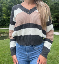 Load image into Gallery viewer, V Neck Striped Sweater