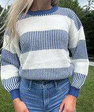 Load image into Gallery viewer, Blue Chunky Striped Sweater