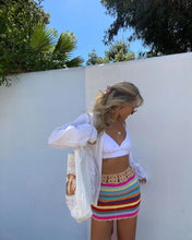 Load image into Gallery viewer, Knitted Rainbow Striped Skirt - Juniper