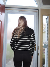 Load image into Gallery viewer, Quarter zip striped sweater - sweater