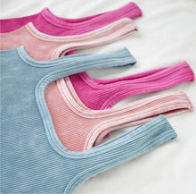 Load image into Gallery viewer, Washed Ribbed Square Neck Cropped Tank Top - Juniper