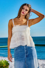 Load image into Gallery viewer, White lace trim babydoll cami top