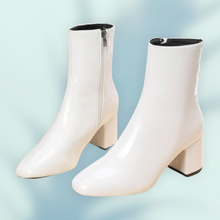 Load image into Gallery viewer, White Leather Ankle Booties - Juniper
