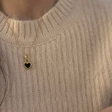 Load image into Gallery viewer, Gold Pendant Necklace, Gold Chain Choker, Heart Charm Necklace, Gold Choker with Charm, Heart Pendant, Gold Plated, Adjustable - Juniper