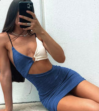 Load image into Gallery viewer, Blue Bodycon Cut Out Dress - Juniper