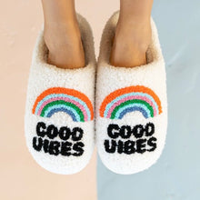 Load image into Gallery viewer, RAINBOW GOOD VIBES SLIPPERS - Juniper
