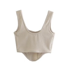 Load image into Gallery viewer, Tan Ribbed Corset Top - Juniper