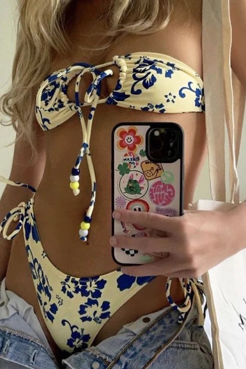 Yellow bikini with flowers hotsell