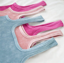 Load image into Gallery viewer, Washed Ribbed Square Neck Cropped Tank Top - Juniper