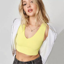 Load image into Gallery viewer, Multicolor V-neck Yoga Vest Gym Sports Crop Tops Women Seamless Rib-Knit Fitness Running Vest Tank Top Female Without Pad - Juniper