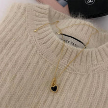 Load image into Gallery viewer, Gold Pendant Necklace, Gold Chain Choker, Heart Charm Necklace, Gold Choker with Charm, Heart Pendant, Gold Plated, Adjustable - Juniper