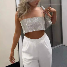 Load image into Gallery viewer, Silver Sparkle Evening Top - Juniper