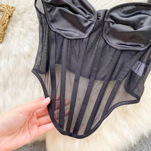 Load image into Gallery viewer, Black Y2K Satin Croptop - Juniper