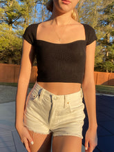Load image into Gallery viewer, Black Knitted Square Neck Croptop - Juniper