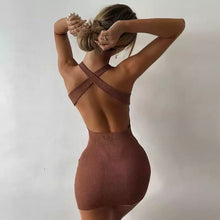 Load image into Gallery viewer, Tan Bodycon Open Back Dress - Juniper
