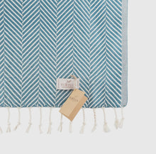 Load image into Gallery viewer, Blue Striped Turkish Beach Towel
