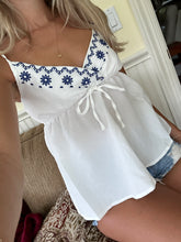 Load image into Gallery viewer, White/Blue Tank Top
