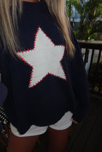 Load image into Gallery viewer, Starlit Nights Knit Sweater – Navy &amp; White
