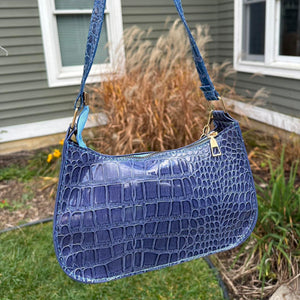 Blue Snakeskin Mini Handbag