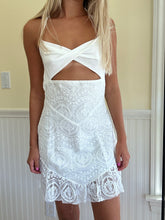 Load image into Gallery viewer, White Lace Cutout Mini Dress
