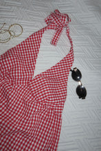 Load image into Gallery viewer, Red Gingham Halter Top
