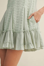 Load image into Gallery viewer, Sage Eyelet Babydoll Mini Dress - Juniper
