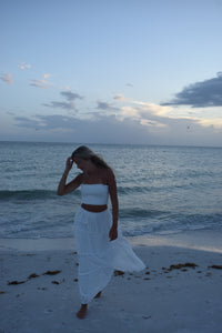 White Smocked Tube Top & Maxi Skirt Set