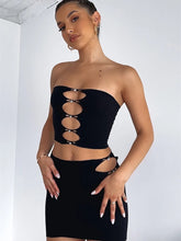 Load image into Gallery viewer, Mesh Summer Hollow Out Sexy CropTop And Bodycon Skirts Mini Party Two Piece Set Women
