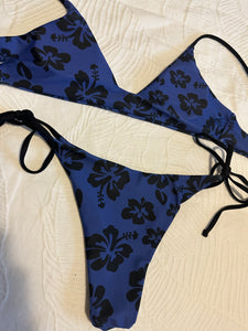 Black and Blue Floral Bikini Set
