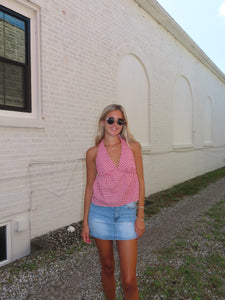 Red Gingham Halter Top