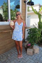 Load image into Gallery viewer, Blue Coastal Tile Tie-Back Mini Dress
