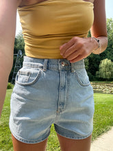 Load image into Gallery viewer, Blue denim Mom Jean Shorts
