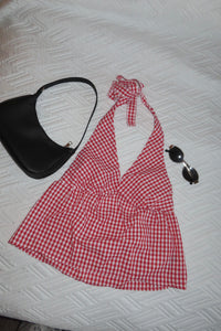 Red Gingham Halter Top