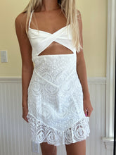 Load image into Gallery viewer, White Lace Cutout Mini Dress
