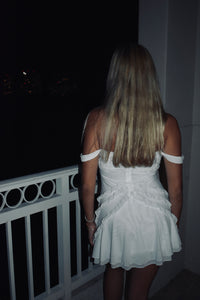 White Cascade Mini Dress