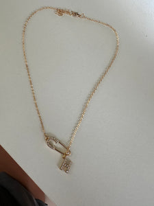 Safety Pin Initial Necklace